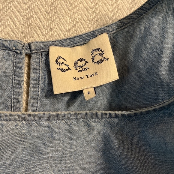 CONSIGNED Sea New York Denim Cold Shoulder Bow Tie Top - Picture 3 of 4